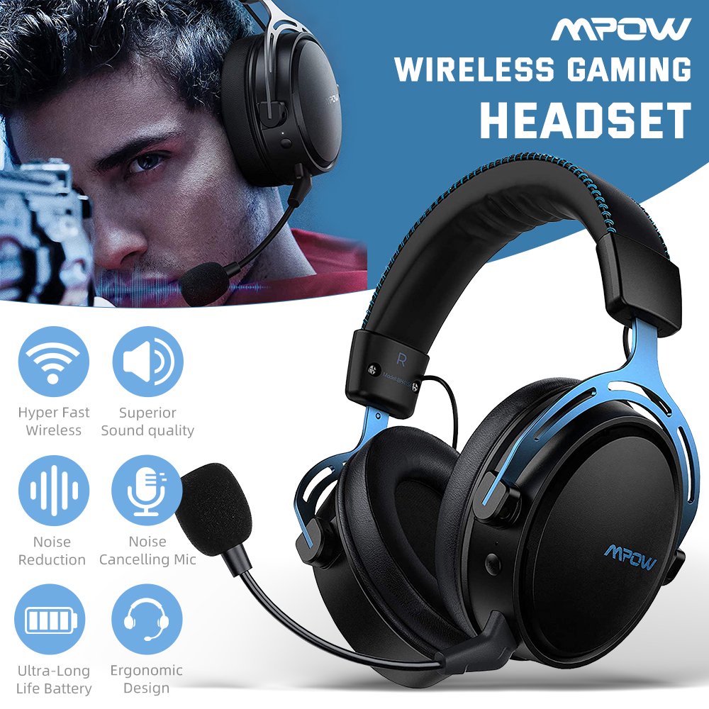 Mpow Air 2.4G Wireless Gaming Headset, 3D Bass Ultra Light OverEar