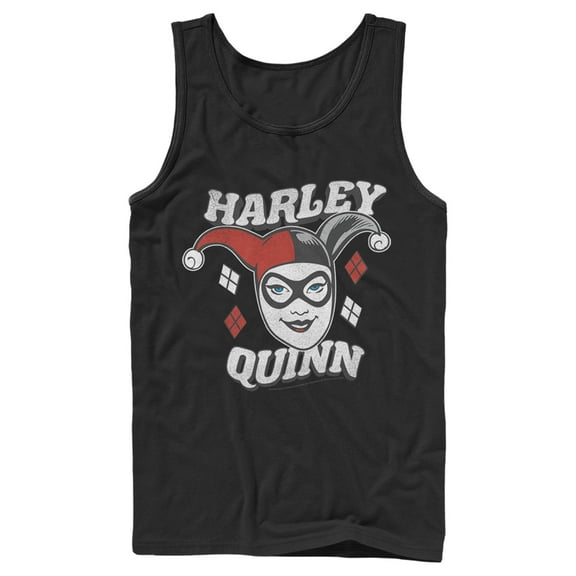 Men's Batman Harley Quinn Smile Face Tank Top Black Large