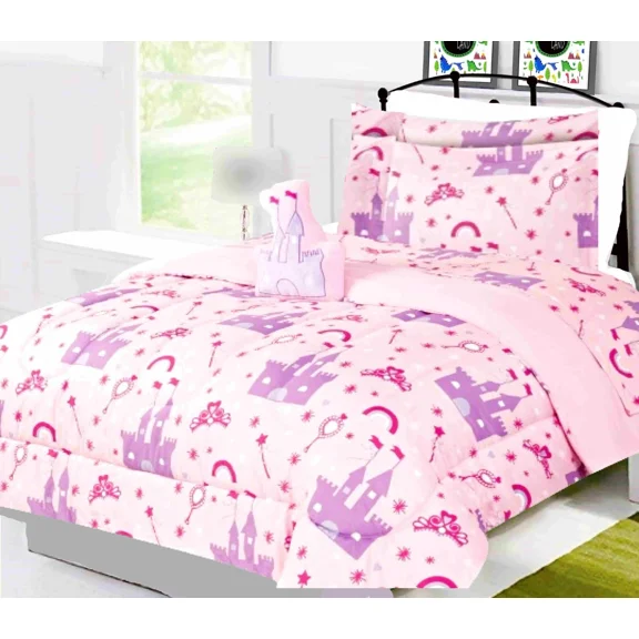 6 Piece Princess Purple Castle Print Bed in a Bag, Twin