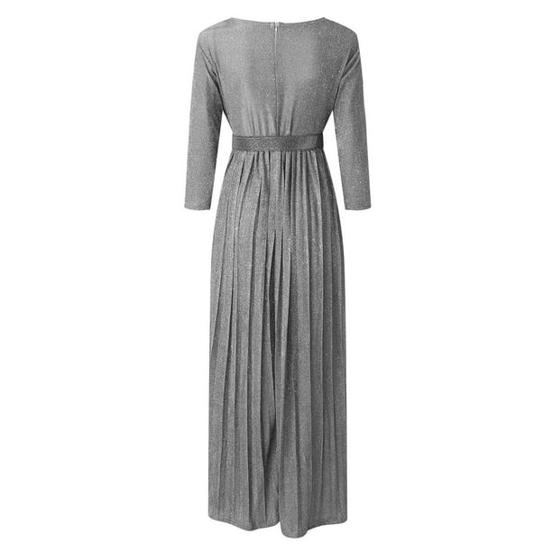 Prolriy Wedding Guest Dresses for Women Deep V Neck Skirt Sequined Bling Shiny Elegant Casual Gown Plus Size Women Evening Dress Party Dresses for