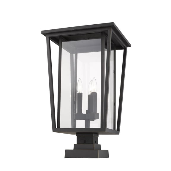 Z-Lite Seoul 3 Light 25" Glass Aluminum Outdoor Mounted Lamp Pier in Bronze