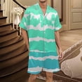 thumbnail image 4 of Men's Gradient Printed Satin Short Sleeve Button Up Pajama Loungewear Set for Comfortable Sleep and Relaxation at Home, 4 of 4