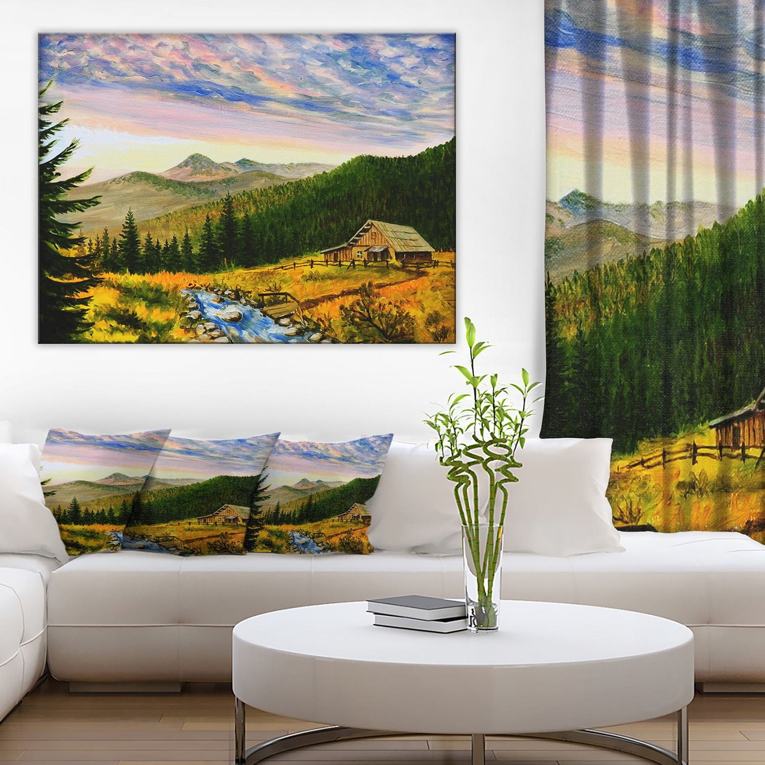 Design Art Sunset in Mountains Canvas Print