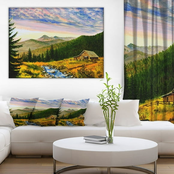Design Art Sunset in Mountains Canvas Print