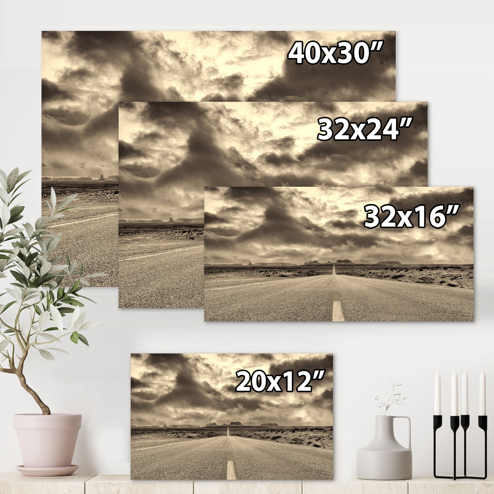Designart ' The Straight Road To Monument Valley ' Traditional Canvas Wall Art Print