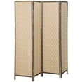 thumbnail image 1 of HOMCOM Handwoven 4 Panel Privacy Screen, 6 FT Folding Room Divider, Brown, 1 of 10