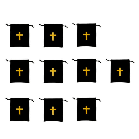 RUISINERY Pack Of 10 Velvets Bags Rosary Bags Jewelry Pouches Featurings Crosses Designs For Jewelry Storage
