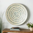 thumbnail image 3 of DecMode Beige Mother of Pearl Shell Handmade Mosaic Plate Wall Decor with Blue Accents, 3 of 14