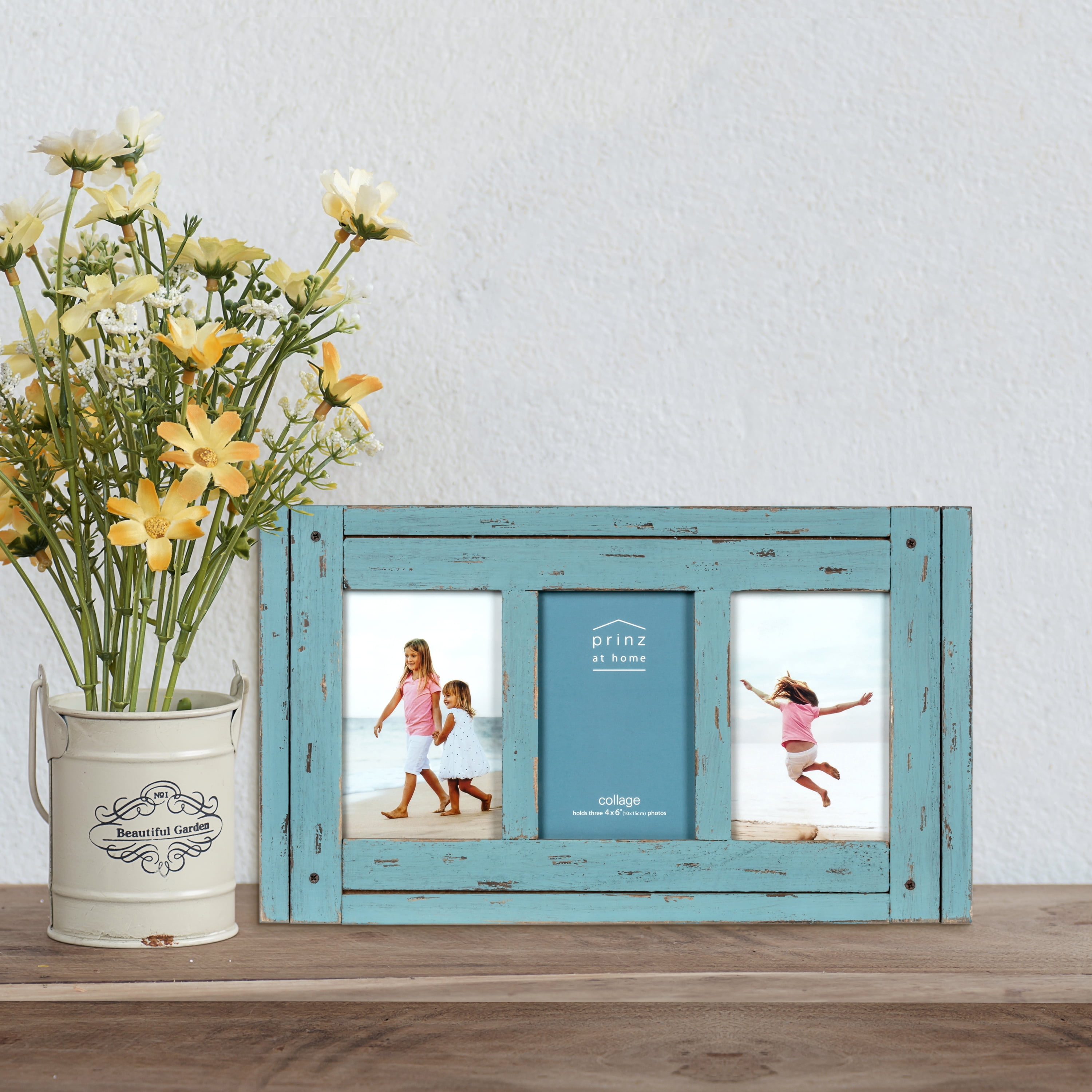 Prinz 6-Opening, for 4x6, 4x4, and 5x7 Photos, Collage Picture Frame,  White-Natural
