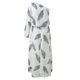 thumbnail image 4 of Gibobby Vestido largo de verano para mujer Vestido corto fruncido de un hombro con estampado floral para mujer Vestidos de fiesta cruzados con dobladillo asim(Blanco,XL), 4 of 5