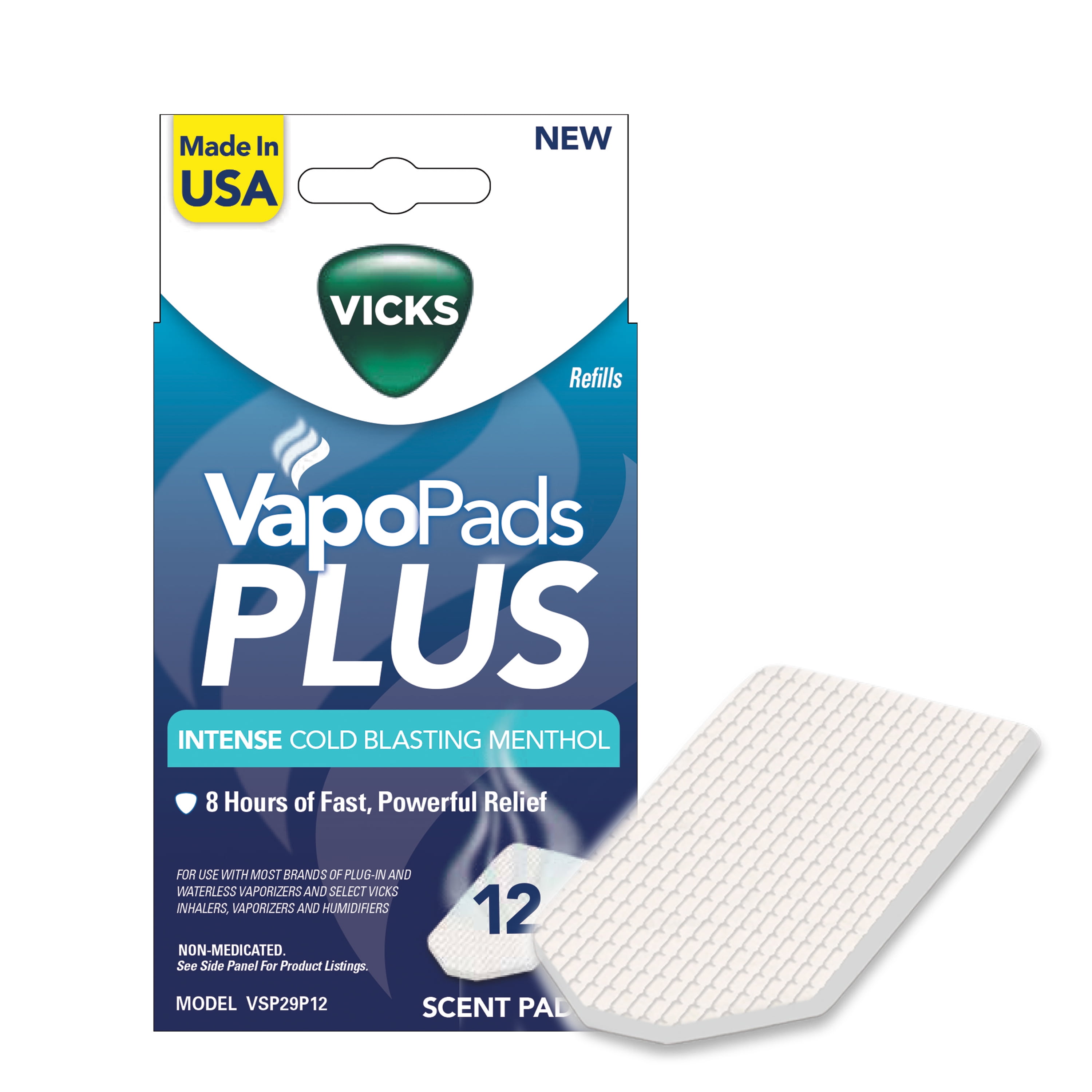 Vicks VapoPads Plus Refills 8 Scent Pads Intense Cold Blasting Menthol VSP29P8