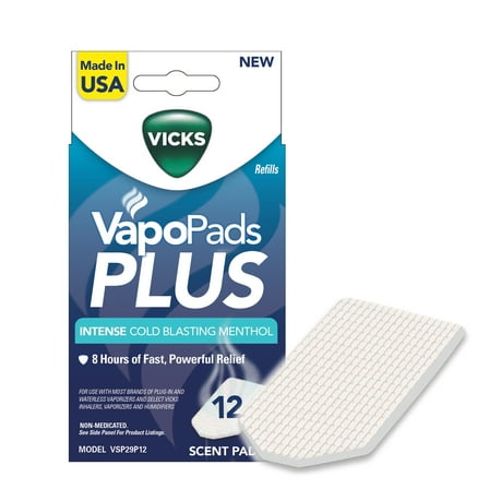 Vicks Vapo Pads Plus, Sinus or Allergy Relief, 12 Pack, VSP29P12