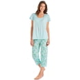 thumbnail image 1 of Pajama Set for Women with Capris - Short Sleeve Sleepwear Pjs Sets Available in Small to 4XL, 1 of 3