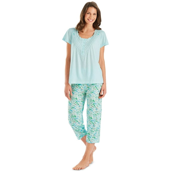 Pajama Set for Women with Capris - Short Sleeve Sleepwear Pjs Sets Available in Small to 4XL