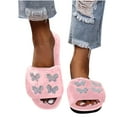 thumbnail image 4 of Lovskoo 2024 Fuzzy Slippers for Women Open Toe Warm Cute Fleece Soft Soled Cotton Shoes House Slippers for Women Indoor Pink, 4 of 9