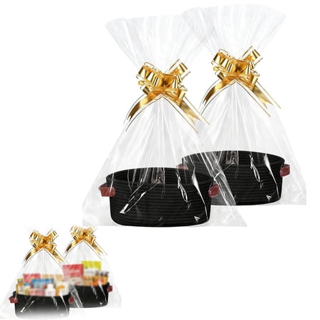 Empty Gift Basket Mens Easter Basket Mother'S Day Woven Gift Basket Cotton Rope Storage Basket With Handle Decorative Organizer Bin Graduation Holiday Gift Basket With Bag And Ribbon Storage Basket