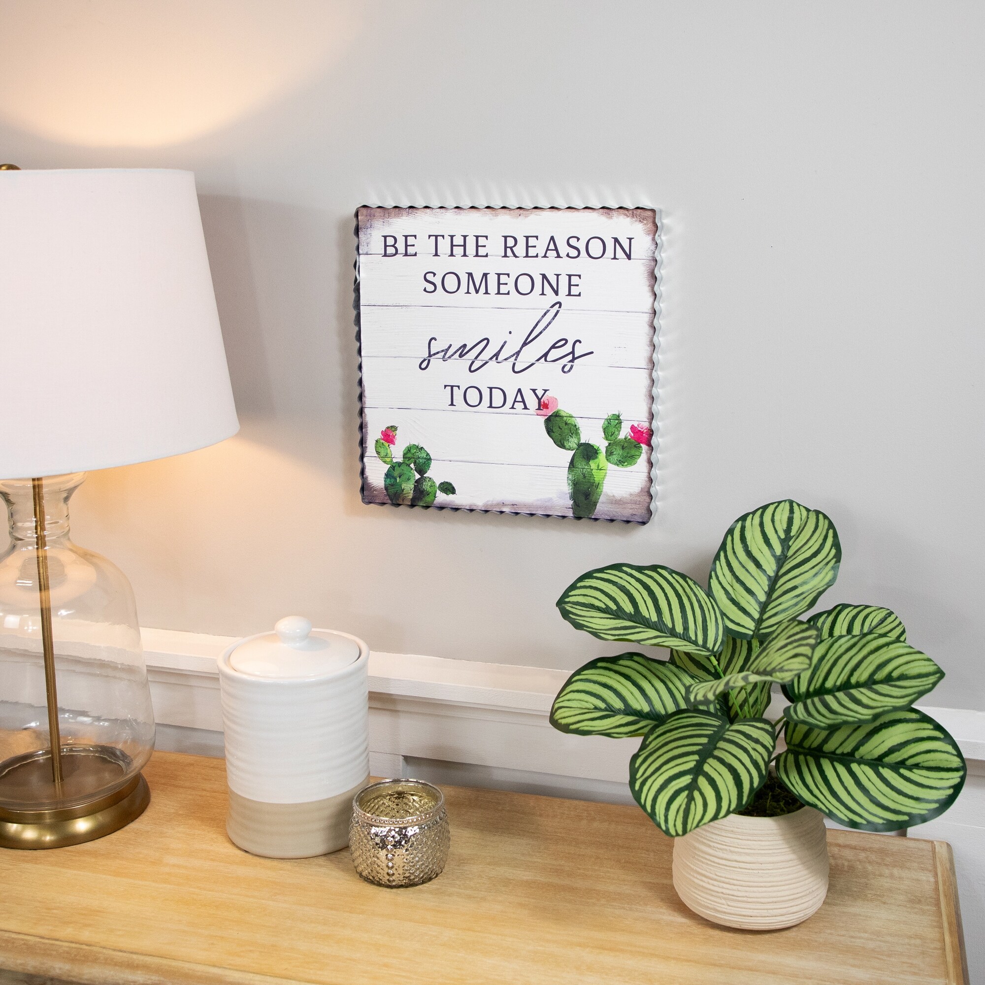 Be the Reason Someone Smiles Today Framed Canvas Wall Art - 12"