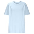 thumbnail image 4 of Camisetas de Cuello en V de Algodón de Mujer de Manga Corta de Ajuste Suelto, Camisa de Cuello Redondo de Color Sólido de Moda, 4 of 6