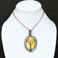 thumbnail image 5 of Natural Yellow Dendritic Gemstone Copper Wire Wrap Gift Pendant 3.07", 5 of 5