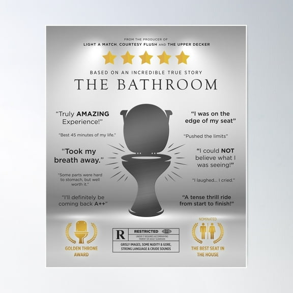 Kna Prints - The Bathroom Funny Parody Movie Poster Sign Poster, UNFRAMED-8x12