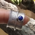 thumbnail image 4 of Lapis Lazuli Silver Spinner Ring, 925 Sterling Silver Lapis Round Stone Spin Ring, Silver Designer Hand Carved Spinner Ring Gift For Her, 4 of 9