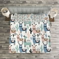 thumbnail image 3 of Ambesonne Llama Quilted Bedspread Set 3 Pcs, Cartoon Design, Queen Size, Multicolor, 3 of 3