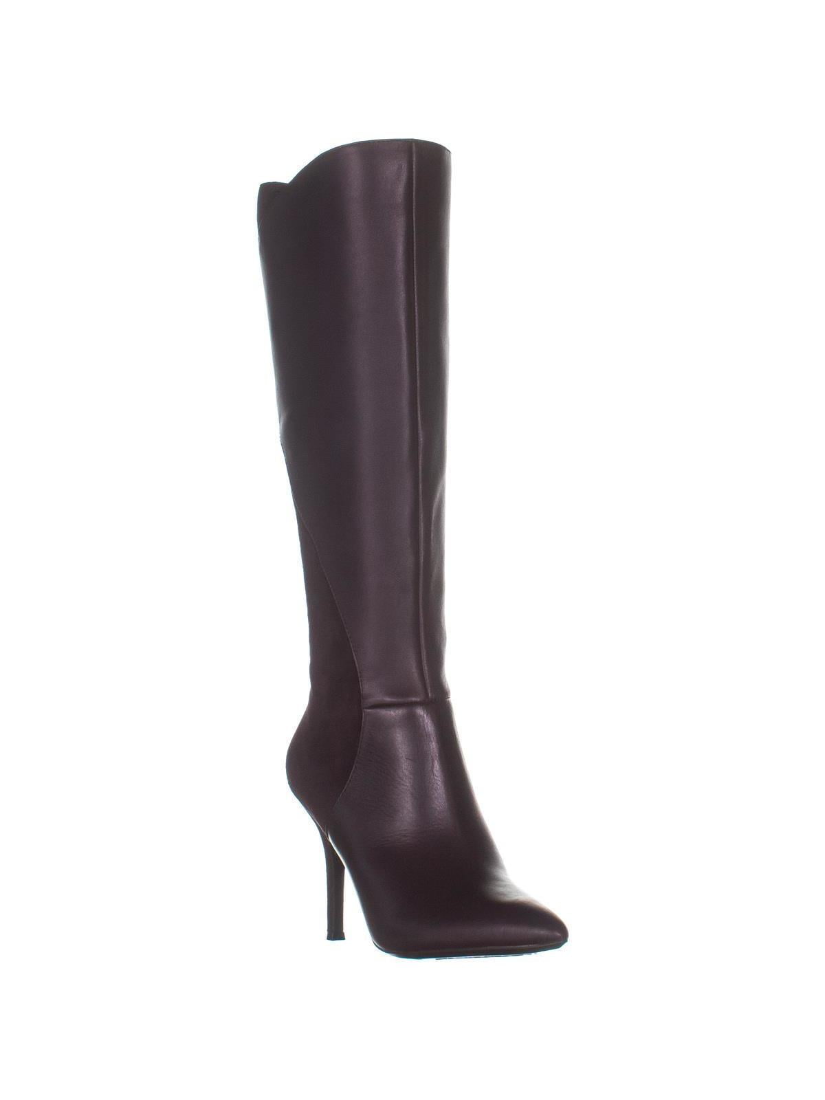 Womens Nine West Fame Knee High Slim Heel Boots Dark Purple Leather 7 US Walmart