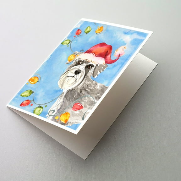 Christmas Lights Schnauzer #2 Greeting Cards and Envelopes Pack of 8
