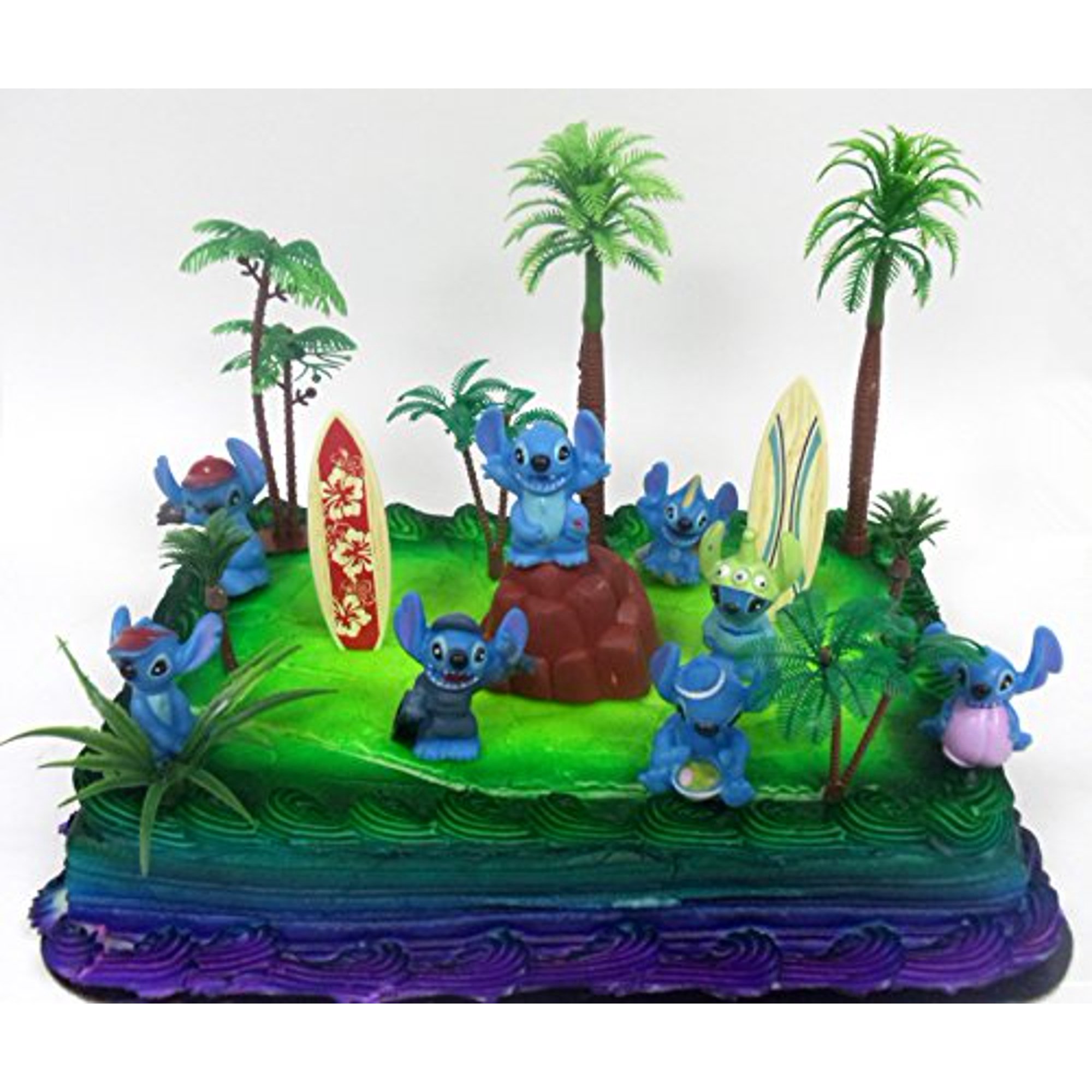 Lilo And Stitch 15 Piece Birthday Cake Topper Set Featuring Stitch In Various Costumes And Tropical Themed Decorations Walmart Canada