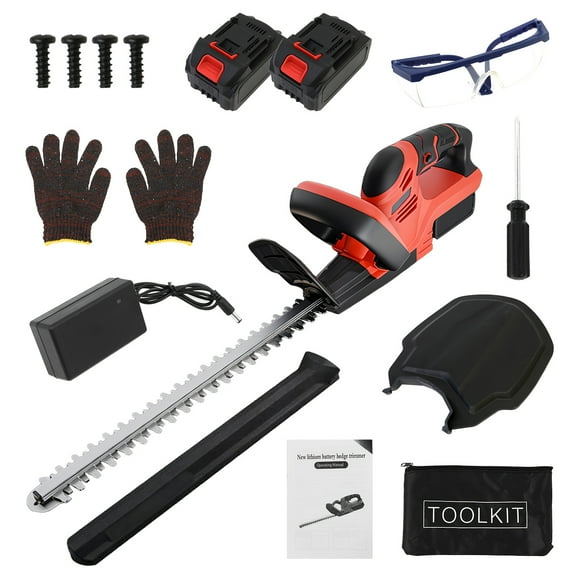 21V Cordless Electric Hedge Trimmer - 20" Dual-Action Steel Blade, 3/4" Cutting Capacity - Lightweight 4.4 lbs with 2.6AH Battery & Charger - Lithium-Ion for Landscaping & Shrub Trimming
