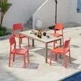 thumbnail image 5 of VECELO 4-Pack Plastic Stackable Dining Chairs, Modern Outdoor Patio Chairs for Restaurant, Poolside and Garden, No Assembly, Red, 5 of 15