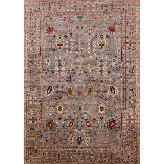 Ahgly Company Machine Washable Indoor Rectangle Industrial Modern Chestnut Brown Area Rugs, 7' x 10'