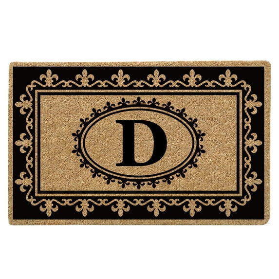 Fleur de Lys 22" x 36" HeavyDuty Coir Doormat - Monogrammed D
