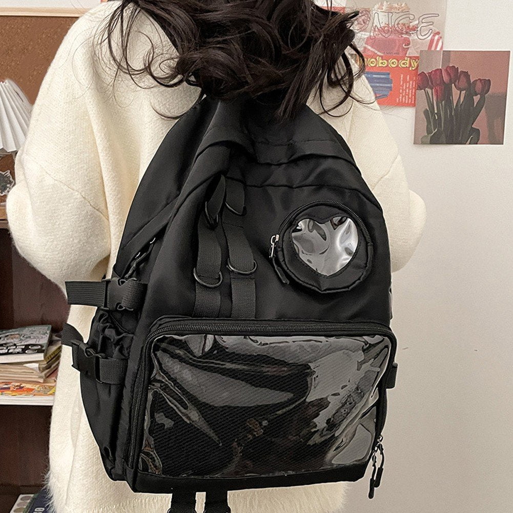 Hzzsbu Ita Backpack, Bag Transparent Backpack College Rucksack Casual Daypack Pin Display Itabag for Women