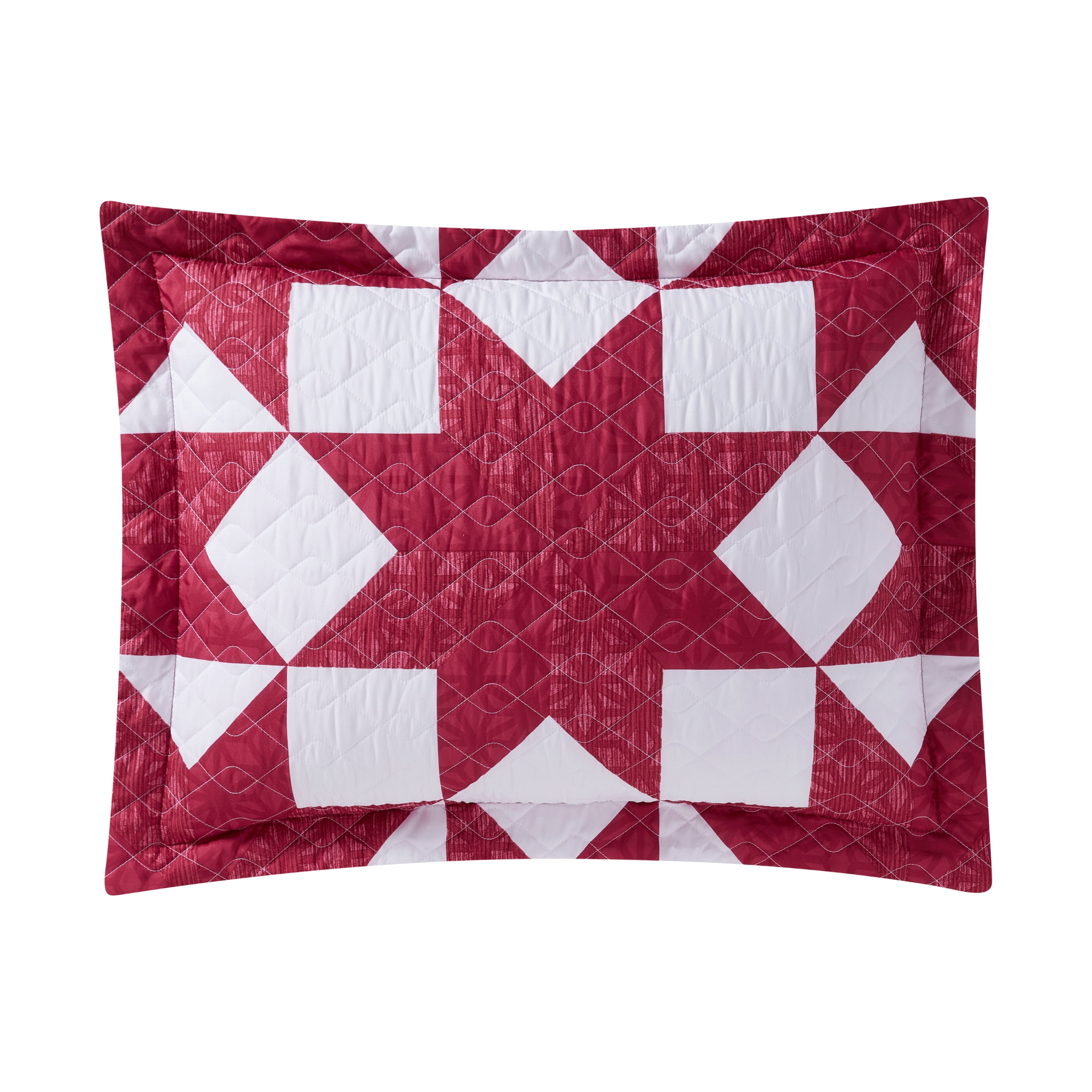 Mainstays Red Brick Star Quilt Shams, Standard/Queen, 2 pack, Adult/Teen