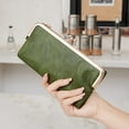 thumbnail image 2 of Women's Vintage Wallet - Elegant green and gold zipper, gold-tone hardware, 2 of 10