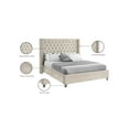 thumbnail image 2 of Meridian Furniture Aiden Queen Bed - Cream Velvet, Contemporary, 2 of 8