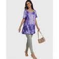thumbnail image 6 of 3-pack Purple Plus Size Tops for Women Short Sleeve Shirts Casual Summer Clothes Round Neck Tunics for Leggings, 6 of 6