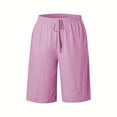thumbnail image 5 of Women Lightweigh Shorts Drawstring Pull-on Wide Leg Straight Casual Short Pants Bermuda Shorts For Women Knee Length Wide Leg Summer Short Summer Beach Vacation Outfit Pink XL, 5 of 7