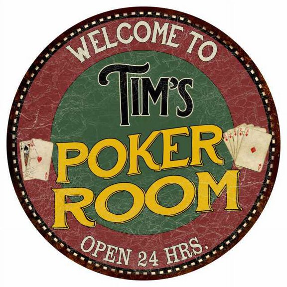 Tim's Poker Room 14" Round Metal Sign Kitchen Bar Wall Decor 100140034029