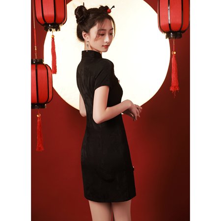 Black Fashion Retro Style Ladies Cheongsam Short Dress 1 Piece Hongchunproduced Walmart Canada Black Fashion Retro Style Ladies Cheongsam Short Dress 1 Piece Hongchunproduced Walmart Canada