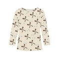 thumbnail image 5 of Abcomgle Girls Long Sleeve Shirts 7-8 Trendy Bow Graphic Crewneck T Shirts for Girls Fall Basic Girls Tops Loose Girls Tunic Tops 9-10 Years,Light Brown, 5 of 6