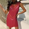 thumbnail image 5 of Conairie Swimsuit Coverup For Women Sleeveless Loose Crochet Knit Bathing Suits Cover Up V Neck Summer Beach Swimwear Vacation Outfits Red One Size, 5 of 7