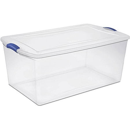Sterilite 105 Quart Stadium Blue Closet Plastic Latching Storage Organization Box - (Case of 4)