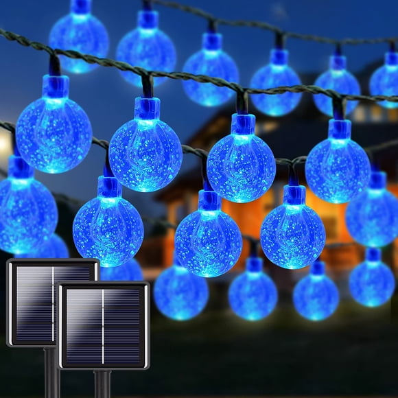 Luces Solares en Cadena LORRYTE Paquete de 2 con 100 LED de 19,5 m Azules