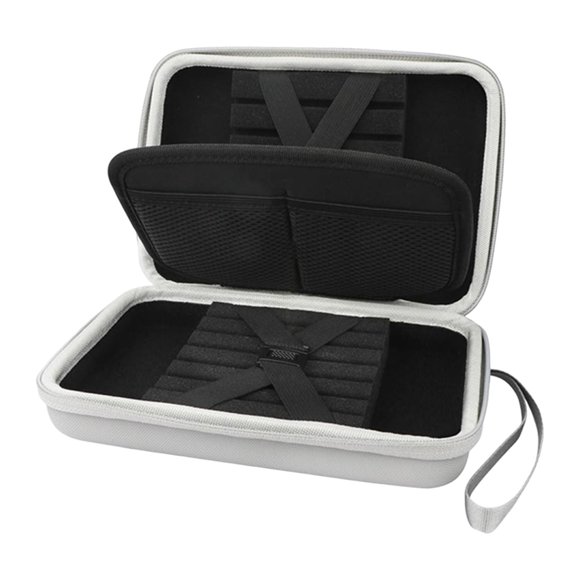 Estuche rígido para accesorios con capacidad para 12 unidades de entretenimiento, protector, portátil, resistente, con bolsillos interiores de EVA, Gris
