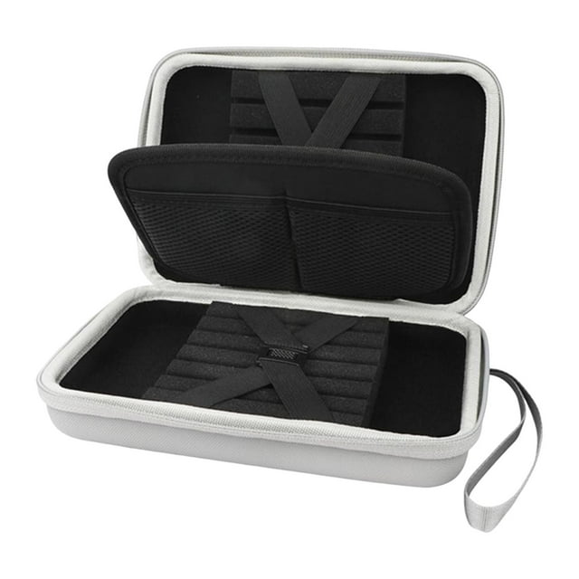 Estuche rígido para accesorios con capacidad para 12 unidades de entretenimiento, protector, portátil, resistente, con bolsillos interiores de EVA, Gris
