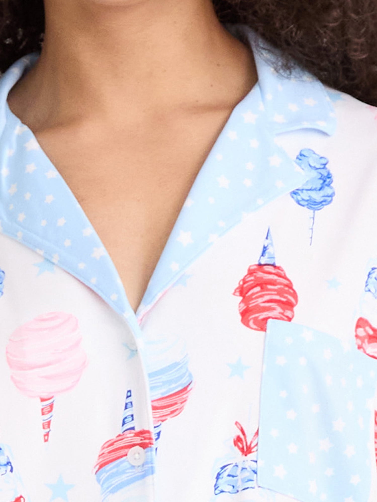 Way to Celebrate Women's Americana Notch Collar Top and Shorts Pajama Set, 2-Piece, Sizes XS-3X