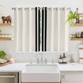 thumbnail image 2 of Black Geometric Stripe Kitchen Curtains 72 Inch Length, Abstract Farmhouse Style Grommet Top Bedroom Living Room Curtains, Light Filtering Cafe Curtain Drapes 2 Panels Set 104''x72'', 2 of 6