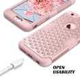 thumbnail image 3 of ULAK iPhone 6 Plus / 6S Plus Case, 3D Bling Rhinestone Heavy Duty Shockproof Hybrid Hard PC Soft Silicone Rubber Protective Case, Rose Gold, 3 of 8